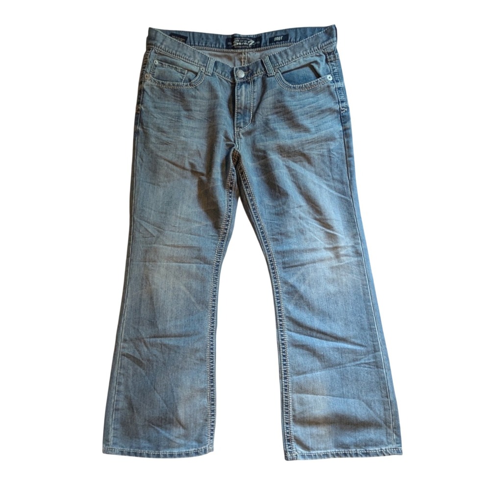 Seven7 Mens Bootcut Jeans Light Wash Blue Denim Size 36x30 Flap Pocket RN109890